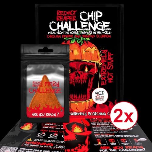 Red Hot Reaper – (2pack) Challenge Hottest Chip – Halloween Carolina Reaper Spicy Challenge - Stupidly Spicy Hot Chip