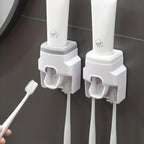 Automatic Toothpaste Dispenser Wall Mounted-Hands-Free Toothpaste Squeezer with 2 Toothbrush Holders & Strong Adhesive - Smart Bathroom Organizer for All Ages