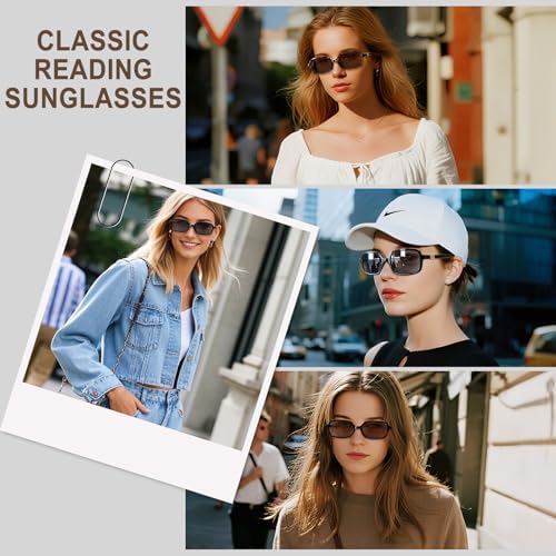 OPTOFENDY Reading Sunglasses for Women Retro Rectangle 90s Full Lens Sun Readers UV400 Outdoor Sunglasses