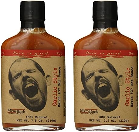 Garlic Style Hot Sauce - 2 Pack - 7.5oz Bottle - Made in USA with Cayenne & Habanero Peppers - All Natural Ingredients, Non-GMO, Gluten-Free, Sugar-Free, Vegetarian, Keto