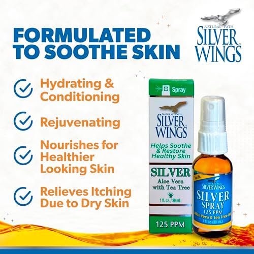 Natural Path Silver Wings - Silver Spray with Aloe Vera & Tea Tree Oil – 125ppm - 1oz