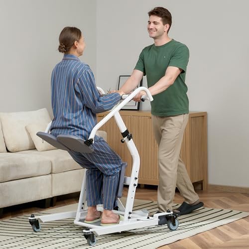 Stand Assist Patient Transport Unit, Safely Sit, Stand, Transfer & Transport, Fall Prevention Patient Transfer Lifter for Home and Facilities, Adjustable Height and Width, 400 lb Capacity