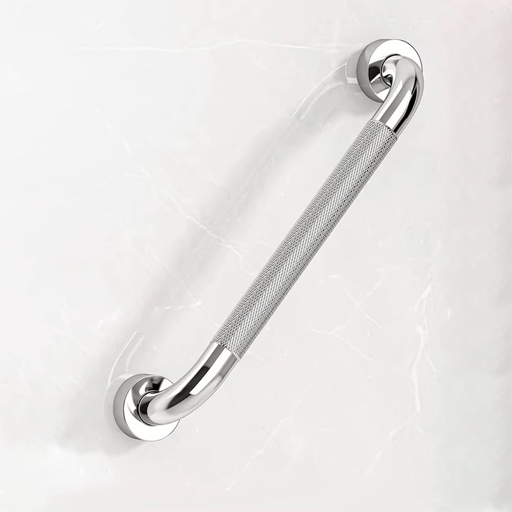 Anti-Slip Knurled Grab Bar,304 Stainless Steel Shower Grab Bar,Bathroom Handrail for Elderly and Disabled Persons,Slip Safety Armrest for Toilet(Size:16 Inch)