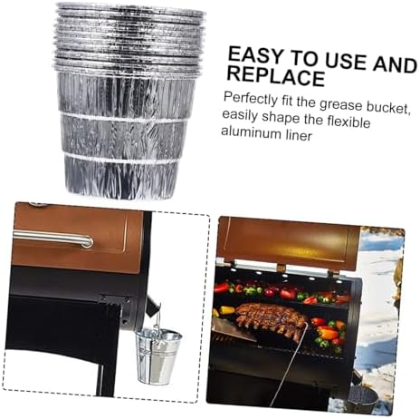 Grill Accessories Set 12pcs Aluminum Grease Bucket Liners for Pellet Smoker BBQ Grill Lining