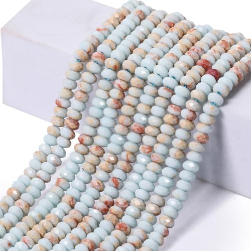 Song Xi 115PCS Shoushan Stone Rondelle Stone Beads, 2x4mm Natural Abacus Disk Gemstone Beads for Jewelry Making, DIY, Bracelet Necklace Earrings and Craft Supplies Making