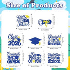 8th Grade Graduation Cupcake Toppers Decorations, 40PCS Class of 2026 Congrats 8th Grade Glittery Cupcake Picks with Grad Cap Diploma, Next Stop High School Cupcake Party Decor (Blue Gold)