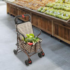 Storage Cart for Olders, Walking Aids with Seat, Foldable Rolling Walker with Seat for Seniors (Black, Bronze)