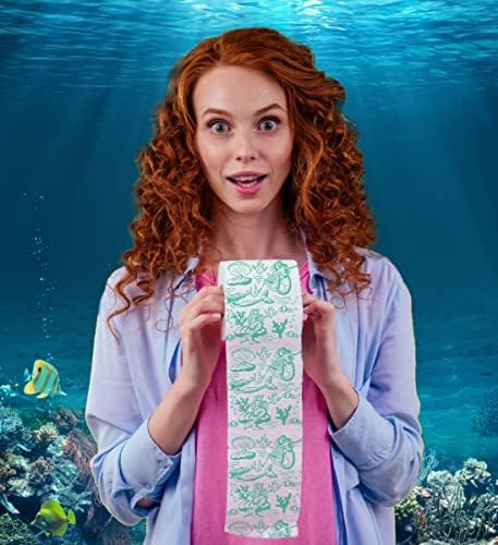 Printed TP Mermaid Pattern 2 Ply Toilet Paper Bathroom Tissue - Novelty Green Bath Tissue Roll - Funny Toilet Paper for Home Decor, Potty Gag Gifts, Prank and Hilarious White Elephant - 500 Sheets