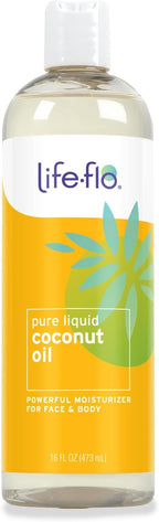 LIFE-FLO Pure Coconut Oil, Fractionated, Refined Liquid Coconut Oil, Skin Care, Hair Care, Massage, Aromatherapy, All Skin Types, Hypoallergenic, 60-Day Guarantee, Not Tested on Animals, 16oz