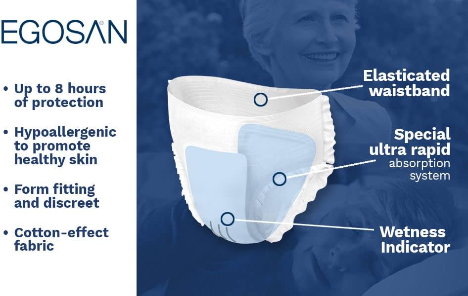 Egosan Adult Incontinence Pull Up Underwear with 8 Hours of Protection X-Dry Technology for Superior Absorbency Disposable for Men and Women (Large, 6 ct)