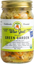 Raw Organic Sauerkraut, "Green Garden" Variety, 16 Oz Glass Jar