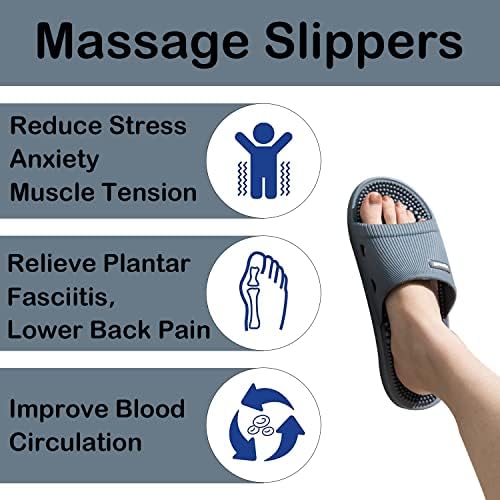 Massage Slippers for Women Men Acupressure Foot Plantar Fasciitis Sliders House Ladies Reflexology Sandals Shower Shoes Non-Slip Quick Drying Pool Beach Indoor Outdoor