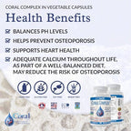 Coral Complex 3 Calcium Supplement Vitamin D3 & Magnesium – 900 mg Bioavailable Coral Calcium for Bone Strength, Joint Support & pH Balance – Trace Minerals, Non-GMO, 300 Veg Capsules