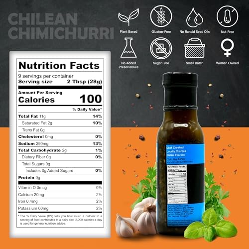 MOB Sauce Chilean Chimichurri – Award Winning Garlic & Herb Marinade Grilling & Dipping Sauce that’s Vegan, Gluten-Free, Keto-Friendly with Natural Ingredients Free of Preservatives – 9 fl oz