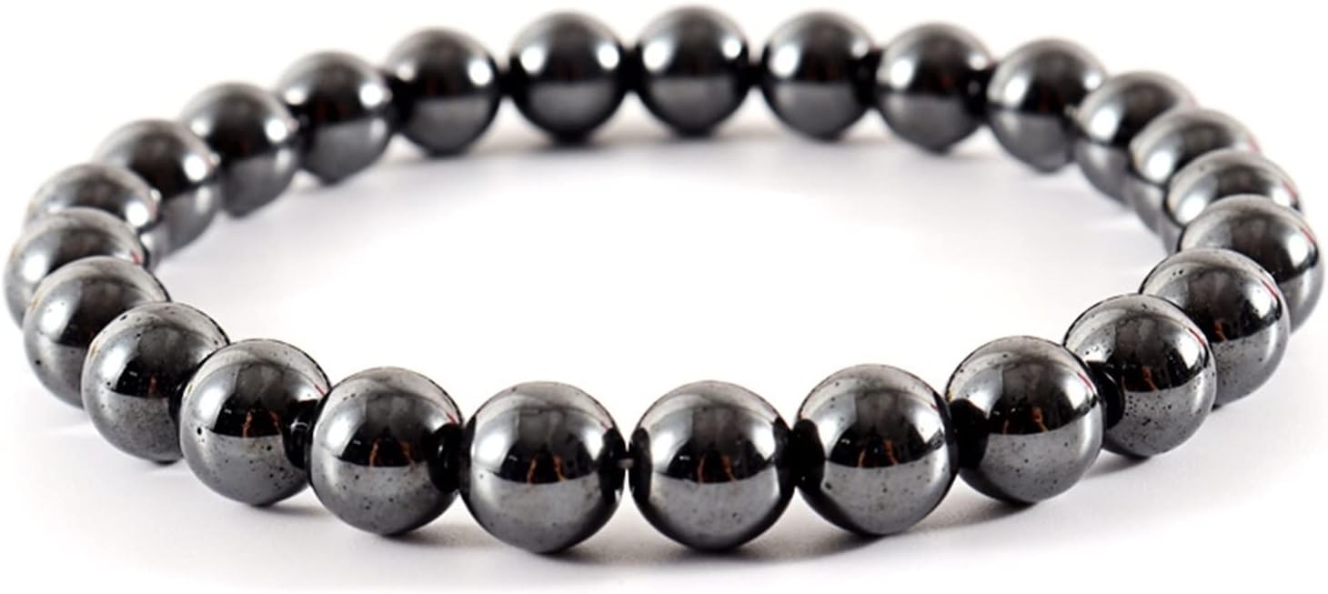 ZZSRJ Classic Stone Bead Bracelet Men's Handmade Stone Bead Chain Bracelet Men's Women's Jewelry Gifts (Main Stone Color : Width 8mm, Metal Color : 15)