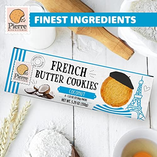 Pierre Biscuiterie French Butter Cookies with Coconut 5.29 Ounce Box (Pack of 1)
