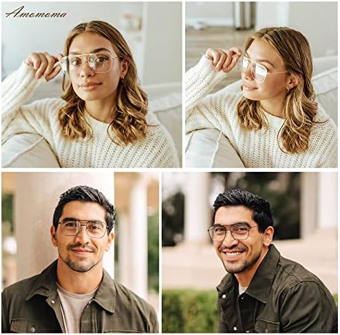 AMOMOMA Retro Reading Glasses for Women Men Aviator Square Blue Light Computer Womens Reader 1.50 2.00 AM6076