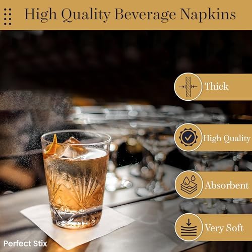 Perfectware 2 ply White Cocktail Napkins. 2 ply Pack of 200 Count