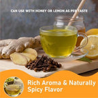 Herbal Tea for Cloves Whole & Ginger Tea Bags 25 Pyramid Bags (3.5g Each) Ginger Root & Clove Tea Bags for English Breakfast Tea - Caffeine Free - Chai Tea Bags