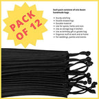 DR Black Cotton Drawstring Bags - Small Cinch and Ditty Stuff Pouch for Organization, Storage, and Gifts (5 x 7 inch - 12 pack)