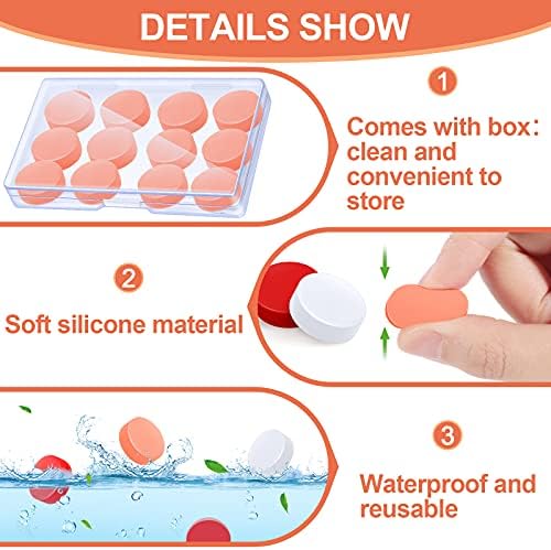 Frienda 36 Pairs Ear Plugs for Sleeping Reusable Moldable Silicone Gel Wax Earplugs Waterproof Earplugs Noise Cancelling Ear Plugs for Adults Swimming Snoring Studying(White, Red, Orange)
