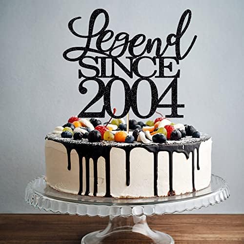 legend since 2004 cake topper 22st birthday happy birthday cake topper men and women cheer 22 years old handmade black glitter cake decoration