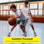HUEGLO Kids Knee Brace Osgood Schlatter Youth for Knee Pain,Adjustable Compression Knee Support with Side Stabilizers for Sports,Arthritis,Patella,Meniscus Tear,Acl,X-Small Knee Brace for Boys & Girls ,Black/Blue