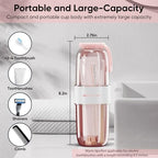 Westwood Travel Toothbrush Case Travel Toothbrush Holder with Cup, Large Toothbrush Container for Toothbrush Toothpaste Razor, Portable Toothbrush Holder with Cover for Home Business School (Pink)