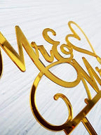 Mr and Mrs Cake Topper, Bride and Groom Sign Wedding/Engagement Cake Toppers Decoration, Mirror Gold Acrylic