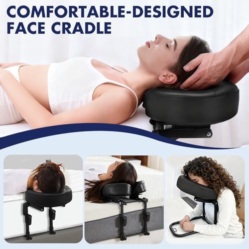 Massage Headrest for Bed, Massage Home Mattress Top Massage Bed Head Extension Kit, Adjustable Headrest Face Cushion Massage Table at Home, Face Down Pillow After Eye Surgery (Black)