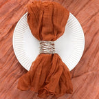 DeZerlor 30 Pack Terracotta Cheesecloth Napkins Burnt Orange Christmas Cloth Napkins Set of 30 Holiday Dinner Napkins Bulk 21x21 Inches for Wedding Bridal Shower Baby Shower Xmas Parties