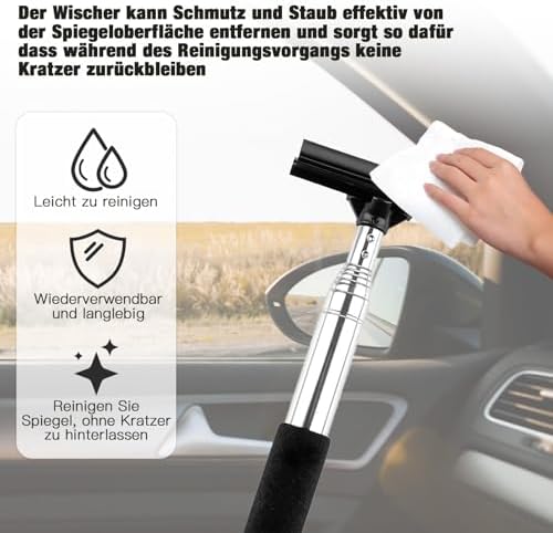 Side Mirror Squeegee,Retractable Car Rearview Mirror Wiper,Portable Car Mirror Squeegee for Rainy Foggy Weather,Universal Car Accessories