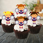 Cheerleader Edible Cupcake Toppers, Cheer Edible Cake Decorations, Cheerleading Cake Toppers, Pom Pom Cheer Team Cookie Decorations 2inch / 5cm Wafer Card UNCUT, no. 2 (24)