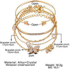 Fuqimanman2020 Bohemian 5pcs Butterfly Crystal Bangle Set Butterfly Open Bracelet for Women