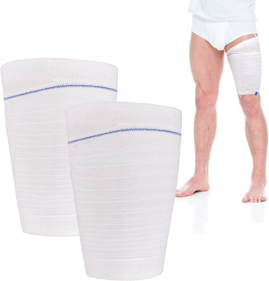 Catheter Leg Bag Holder 2 Count Fabric Catheter Sleeves Urine Leg Bag Holder - Urinary Drainage Bag Stay in Place Urine Bags for Legs Foley Catheter Bag Holder Strap for Men or Women Wheelchairs (M)