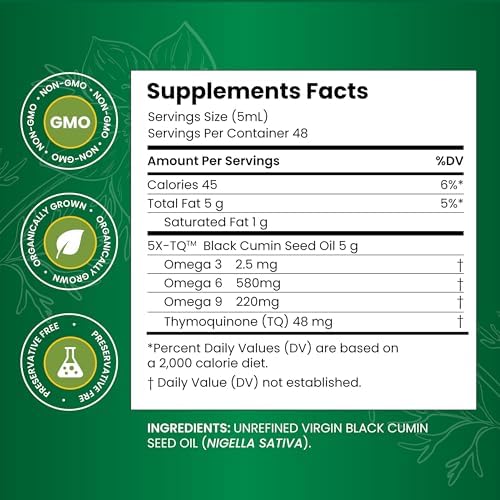 Amazing Herbs Premium Black Seed Oil - Cold Pressed Nigella Sativa Aids in Digestive Health, Immune Support, Brain Function, Joint Mobility, Gluten Free, Non GMO - 32 Fl Oz