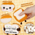 30th Birthday Gifts for Her Him, Positive Handmade Crochet Toast Gift for 30th Birthday Decorations, Birthdays Gift for Women Men 30, Thirty Bday Decors for Best Friend Sister Daughter Wife