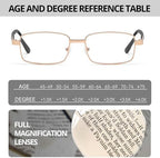 VIEWBETTER Reading Glasses for Women Men, Natural Crystal Stone Clear Real Glass Lens Scratch Resistant Anti UV/Glare V2221