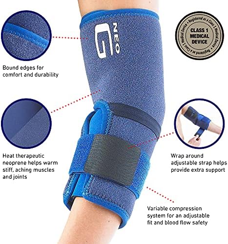 Neo-G Elbow Support - For Epicondylitis, Tennis Golfers Elbow, Sprains, Strain Injuries, Tendonitis, Arthritis, Recovery, Sports - Adjustable Compression - Class 1 Medical Device - One Size - Blue