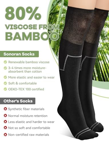 SONORAN Walking Boot Socks Bamboo Viscose (2 Pairs) Lightweight Replacement Sock Liner for Medical Tube Cast Socks