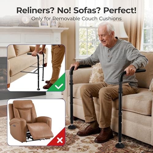 L2 Stand Assist Aid for Elderly, Disabled, Mobility Standing Assist Rail for Sitting, Standing, Flexible in Width, Height, Support Legs for Chair, Couch Assist Grab Bar, Elderly Assistance