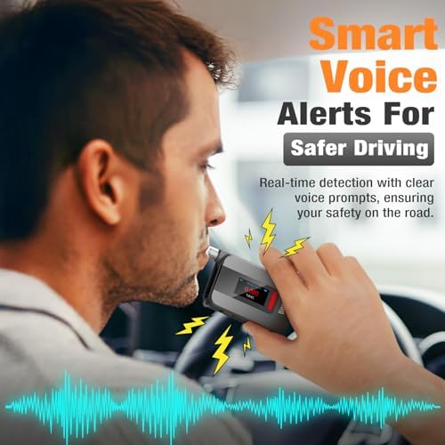 Breathalyzer for Alcohol, Portable BAC Tester, High Accuracy Alcohol Tester with Voice Alert, USB-C Rechargeable, 10 Mouthpieces, Pocket Size for Safe Driving