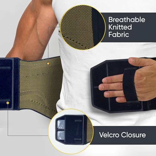 ORTONYX 3D Knitted Lumbosacral Support Back Brace with 4 Embedded Stays, Breathable and Elastic, Lower Back Pain Relief, Hook&Loop Closure with Hand Loop for Easy Use - L-XL