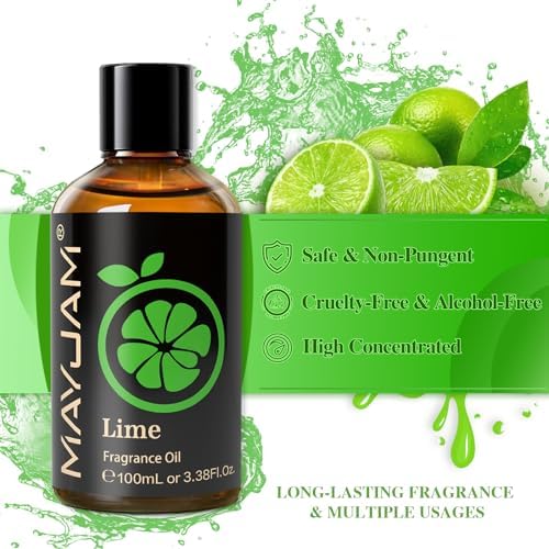 MAYJAM 100ML/3.38FL.OZ Lime Fragrance Oils with Glass Dropper, Essential Oils for Diffusers, Long Lasting Scented Oils for Soap Candle Making