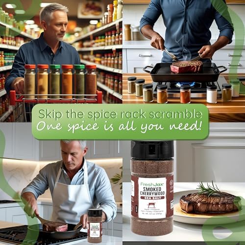 FreshJax Smoked Cherrywood Sea Salt, Gourmet Finishing Seasoning 10 oz | Bold Smoky Flavor for Grilling, Meats, Vegetables, Popcorn, Eggs, Potatoes, Cocktails, Cooking | Kitchen Staple - Made in USA