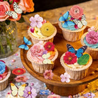 108PCS Edible Flower Cupcake Toppers Wafer Paper Butterfly Floral Baby Shower Cake Decorations Edible Spring Flower Cupcake Toppers for Floral Theme Birthday Party Decoration