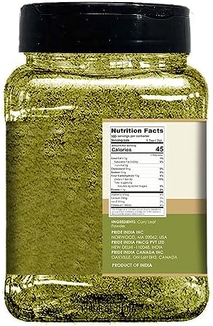 Pride Of India - PACK of 6 - Natural Curry Leaf Powder Ground - 8 oz (Half Pound) Resealable Pouch - Authentic Indian Spice Blend - Used in Soups, Stews, Chutneys and Rice