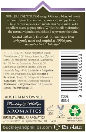 Gumleaf Essentials Relaxing Massage Oil - 4.2fl oz, Cruelty Free & Vegan, 100% Pure & Natural, 100% Recycled & Recylable Packaging