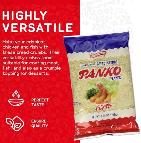 Japanese Style Panko Bread Crumbs – Crispy Panko Flakes, Light and Crunchy, Wheat Bread Crumbs for Cooking and Frying - 6.98oz (Pack of 1)