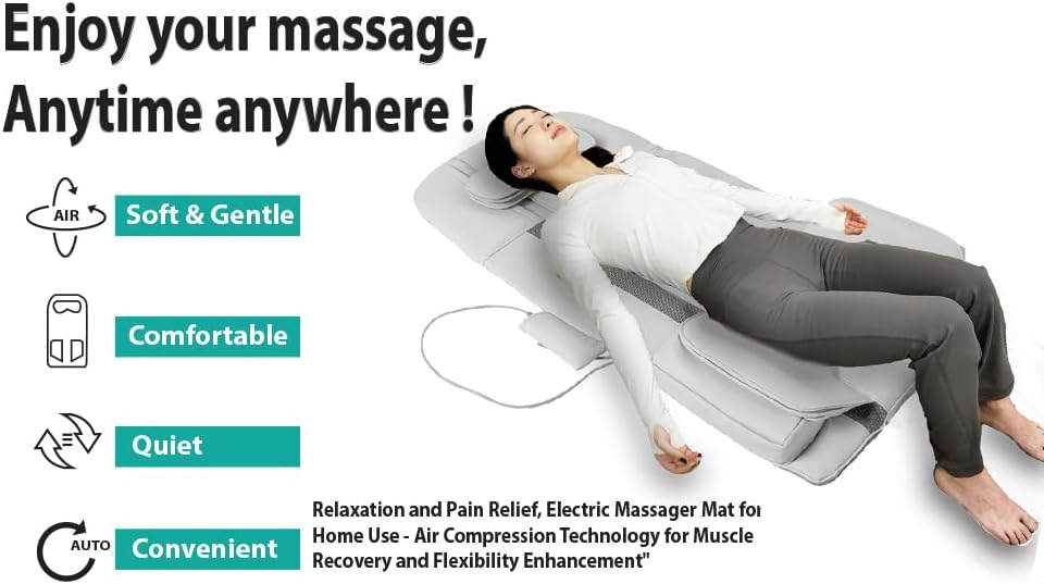 Full Body Stretching Massage Mat with Airbags. 3D Lumbar Traction - Neck, Back, Waist, Hip Relaxation & Pain Relief. Back Massager Pad, Foldable & Portable.